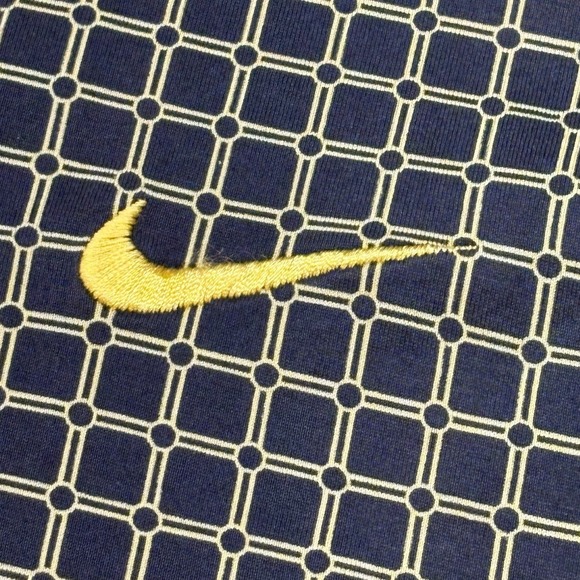 Vintage Nike Tiger Woods Polo Shirt Mens M Blue Plaid Slam Yin Yang Golf 90s Y2K - Picture 8 of 11